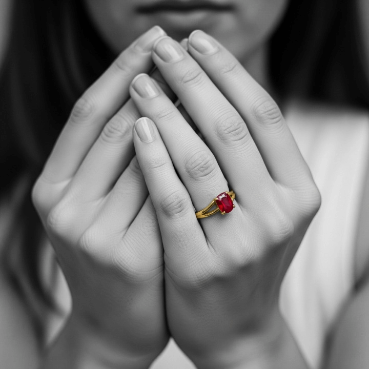 banner anello rubino rosso