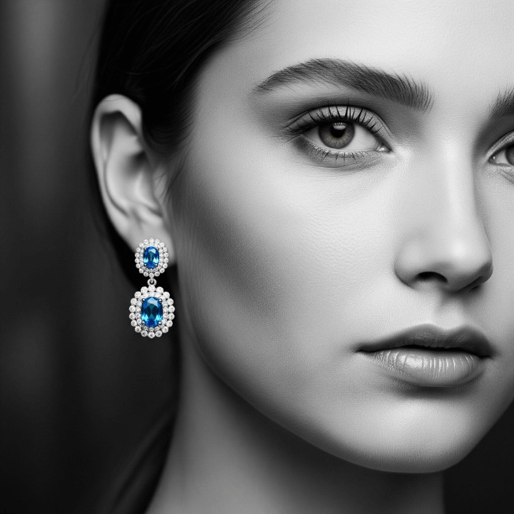 banner orecchini topazio blu