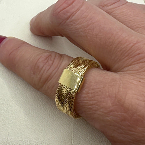 Anello oro giallo 18k 750 Fascia Maglia Elastica 1.0 Gr