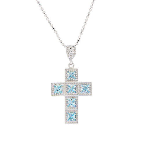 Collana Croce Argento 925 Zirconi Azzurri Michele Affidato CL-TY-000582
