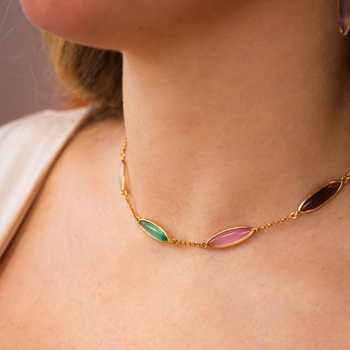 Collana Boccadamo XGR764D Placcata Oro Cristalli Multicolor