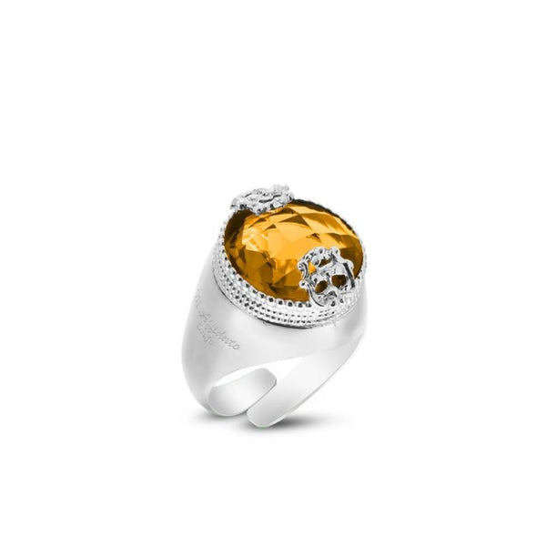 Anello Argento 925 Maschera Cristallo Giallo Michele Affidato AN-AP-000209 | Gioielli Tosti