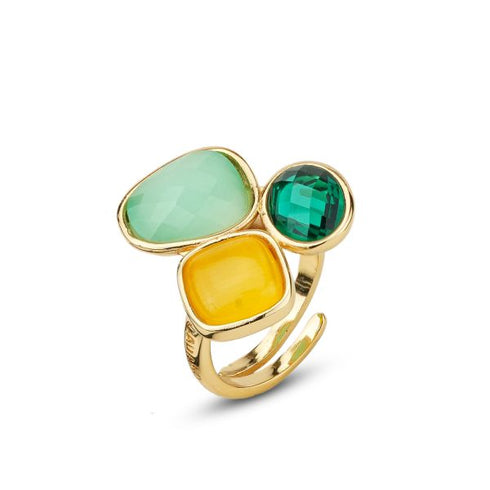 Anello Boccadamo XAN219D Bronzo Placcato Oro con pietre | Gioiellitosti.it