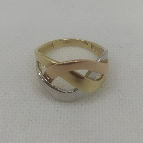 Anello oro 18k donna Fascia intreccio 3 colori oro 5,0 gr | Gioiellitosti.it