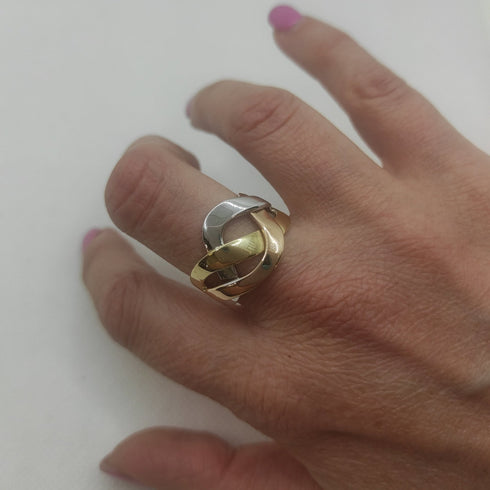 Anello oro 18k donna Fascia intreccio 3 colori oro 5,0 gr | Gioiellitosti.it