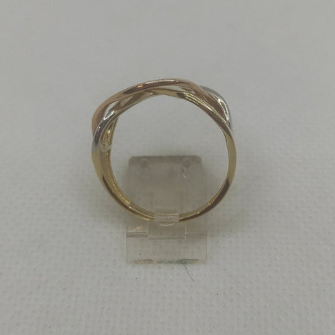 Anello oro 18k donna Fascia intreccio 3 colori oro 5,0 gr | Gioiellitosti.it