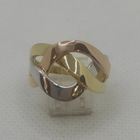 Anello oro 18k donna Fascia intreccio 3 colori oro 5,0 gr | Gioiellitosti.it