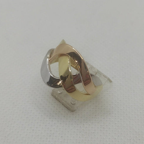 Anello oro 18k donna Fascia intreccio 3 colori oro 5,0 gr | Gioiellitosti.it
