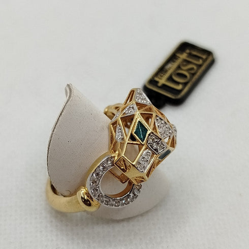 Anello Puma in oro 18k Fascia con zirconi 6.20 gr | Gioiellitosti.it