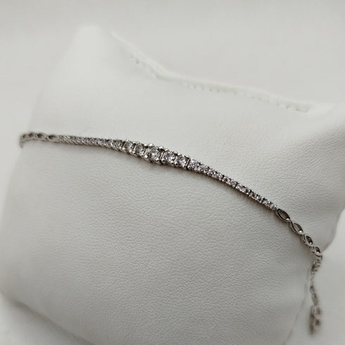 Bracciale oro 18k bianco centrale pietre zirconi 19 cm 4.30 gr | Gioiellitosti.it