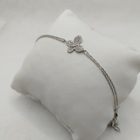 Bracciale oro 18k bianco ciondolo farfalla 19 cm 4.50 gr | Gioiellitosti.it