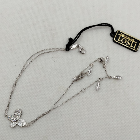 Bracciale oro 18k bianco ciondolo farfalla 19 cm 4.50 gr | Gioiellitosti.it