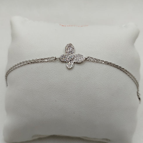 Bracciale oro 18k bianco ciondolo farfalla 19 cm 4.50 gr | Gioiellitosti.it