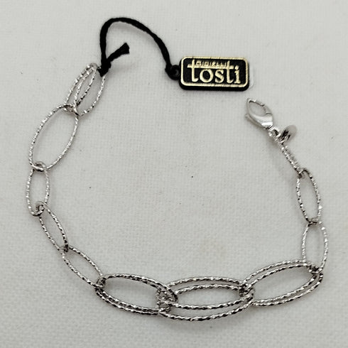 Bracciale oro 18k bianco maglia ovale diamantata 21 cm 4.30 gr | Gioiellitosti.it