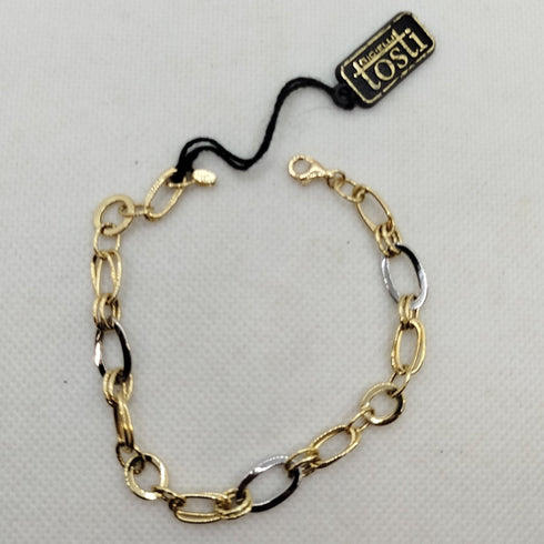 Bracciale oro 18k catena maglia bicolore 18 cm 3.0 gr | Gioiellitosti.it