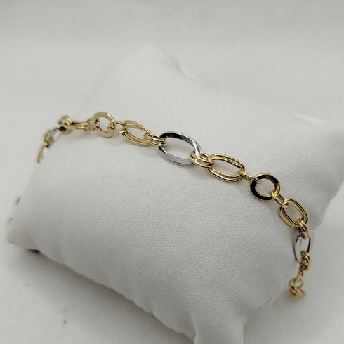 Bracciale oro 18k catena maglia bicolore 18 cm 3.0 gr | Gioiellitosti.it