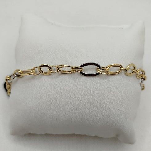 Bracciale oro 18k catena maglia bicolore 18 cm 3.0 gr | Gioiellitosti.it
