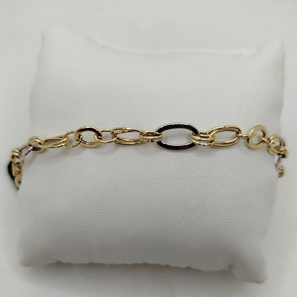 Bracciale oro 18k catena maglia bicolore 18 cm 3.0 gr | Gioiellitosti.it