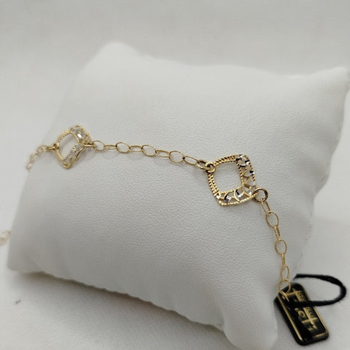 Bracciale oro 18k ciondoli diamantato 19 cm 3.0 gr | Gioiellitosti.it
