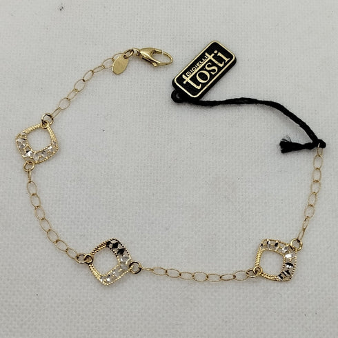 Bracciale oro 18k ciondoli diamantato 19 cm 3.0 gr | Gioiellitosti.it