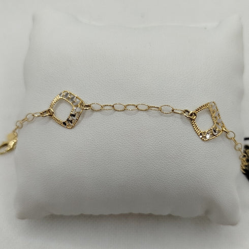 Bracciale oro 18k ciondoli diamantato 19 cm 3.0 gr | Gioiellitosti.it