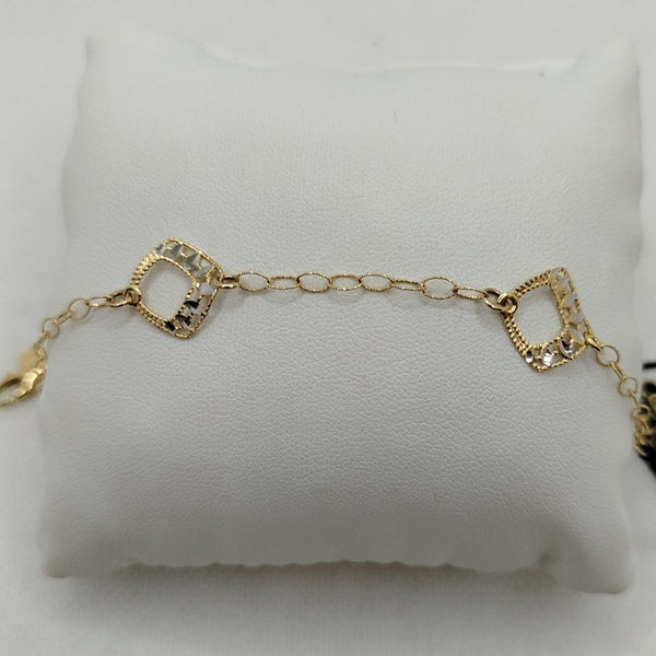 Bracciale oro 18k ciondoli diamantato 19 cm 3.0 gr | Gioiellitosti.it