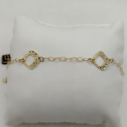 Bracciale oro 18k ciondolo diamantato bicolore 19 cm 3.0 gr | Gioielli Tosti