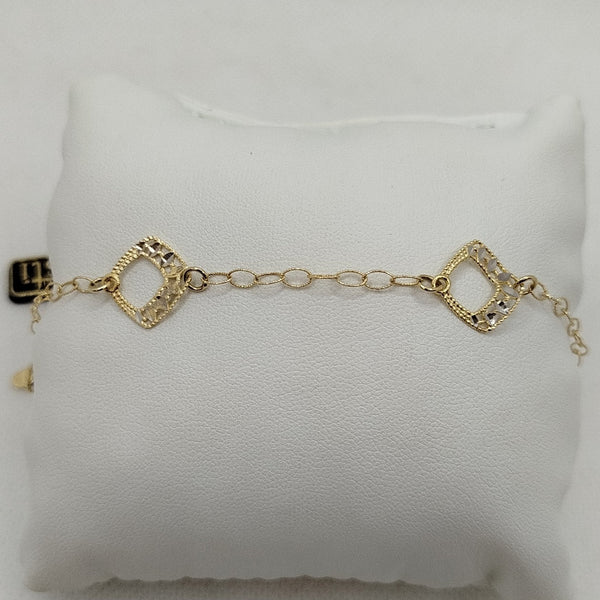 Bracciale oro 18k ciondolo diamantato bicolore 19 cm 3.0 gr | Gioiellitosti.it