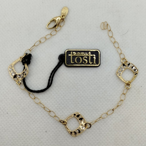 Bracciale oro 18k ciondolo diamantato bicolore 19 cm 3.0 gr | Gioielli Tosti