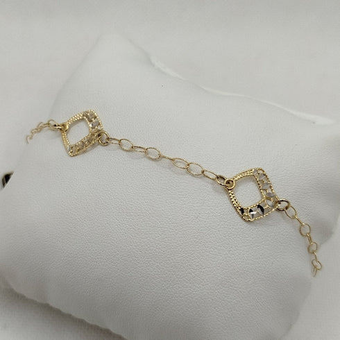 Bracciale oro 18k ciondolo diamantato bicolore 19 cm 3.0 gr | Gioielli Tosti