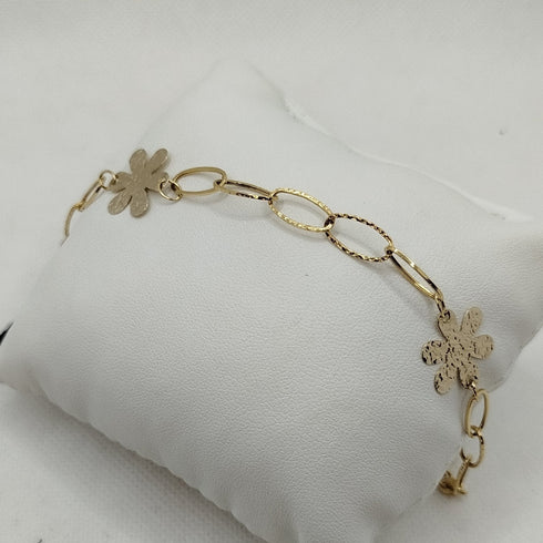 Bracciale oro 18k donna ciondolo fiore 20 cm 3.10 gr | Gioiellitosti.it