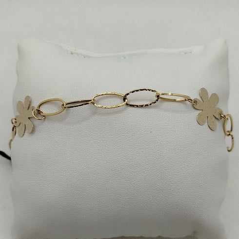 Bracciale oro 18k donna ciondolo fiore 20 cm 3.10 gr | Gioiellitosti.it