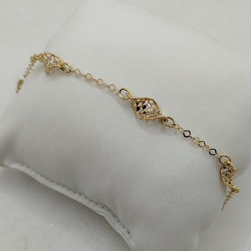 Bracciale oro 18k finitura traforata diamantata 22 cm 4.30 gr | Gioiellitosti.it