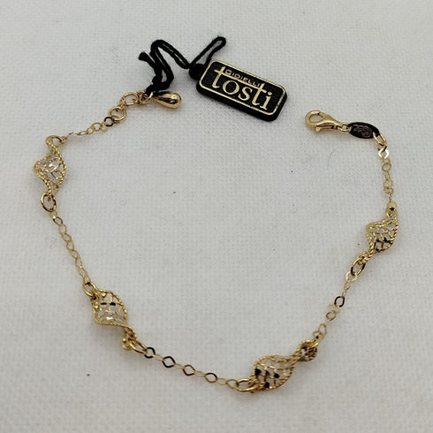 Bracciale oro 18k finitura traforata diamantata 22 cm 4.30 gr | Gioiellitosti.it