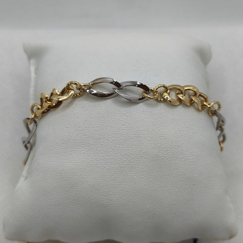 Bracciale oro 18k maglia intrecciata bicolore 20 cm 4.70 gr | Gioiellitosti.it