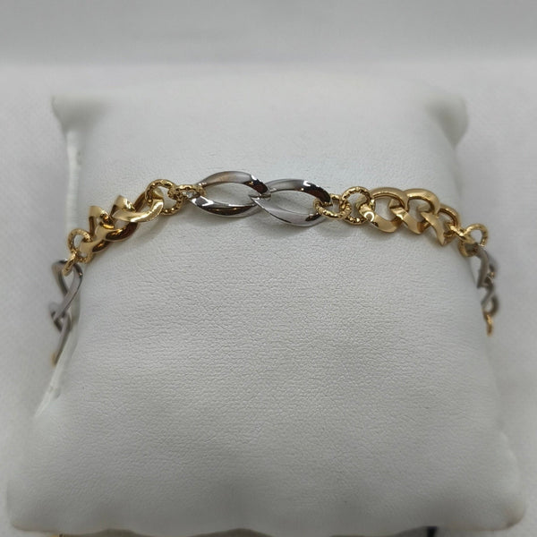 Bracciale oro 18k maglia intrecciata bicolore 20 cm 4.70 gr | Gioiellitosti.it