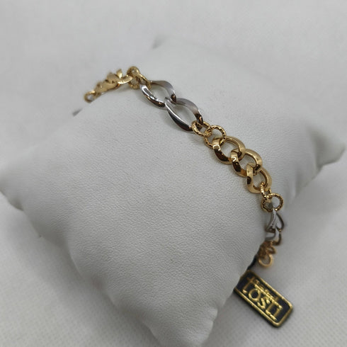 Bracciale oro 18k maglia intrecciata bicolore 20 cm 4.70 gr | Gioiellitosti.it