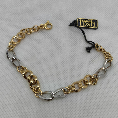 Bracciale oro 18k maglia intrecciata bicolore 20 cm 4.70 gr | Gioielli Tosti