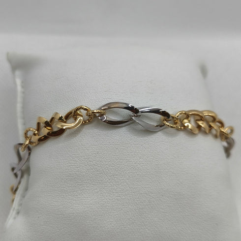 Bracciale oro 18k maglia intrecciata bicolore 20 cm 4.70 gr | Gioiellitosti.it