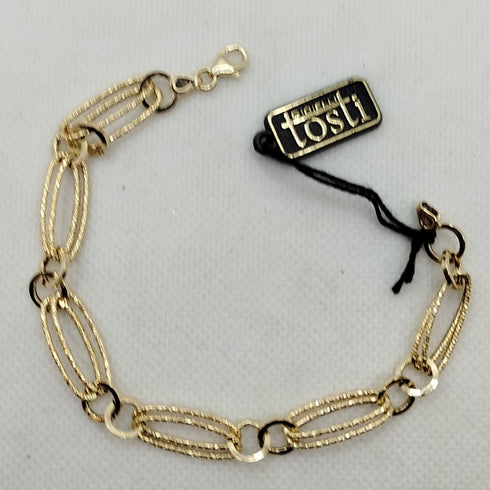 Bracciale oro 18k maglia ovale diamantata 19 cm 3.50 gr | Gioiellitosti.it