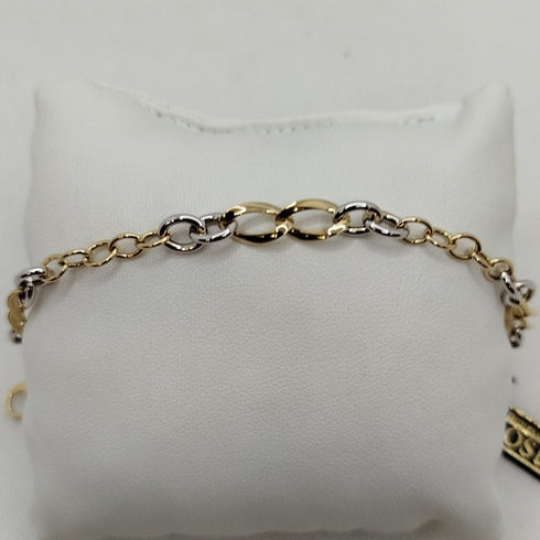 Bracciale oro 18k maglia ovale lucida bicolore 18 cm 4.0 gr | Gioiellitosti.it