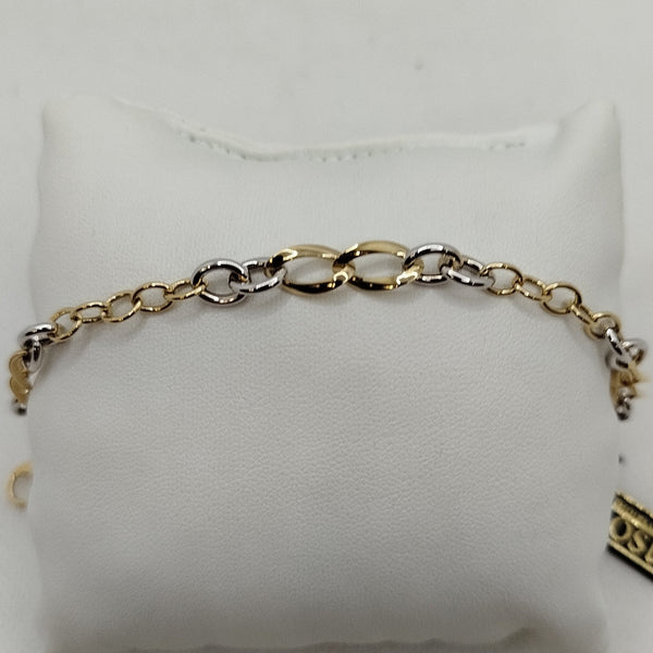 Bracciale oro 18k maglia ovale lucida bicolore 18 cm 4.0 gr | Gioiellitosti.it