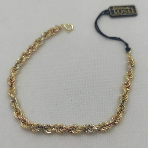 Bracciale oro 18k maglia torchon tre colori 20 cm 3,70 gr | Gioiellitosti.it