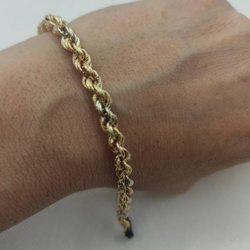 Bracciale oro 18k maglia torchon tre colori 20 cm 3,70 gr | Gioiellitosti.it