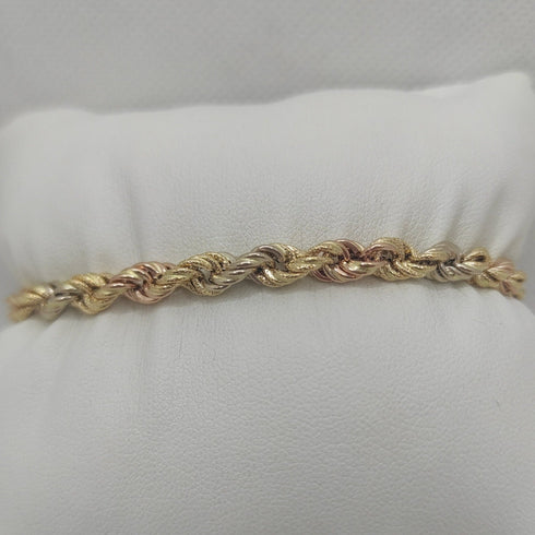 Bracciale oro 18k maglia torchon tre colori 20 cm 3,70 gr | Gioiellitosti.it