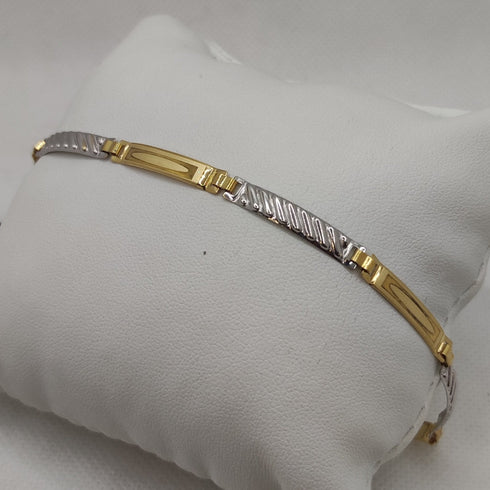 Bracciale Oro 18k uomo semirigido bicolore 19,6 cm 3.50 gr | Gioiellitosti.it