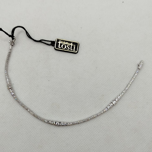 Bracciale Oro Bianco 18k Tennis con zirconi 19.5 cm 7.10 gr | Gioiellitosti.it