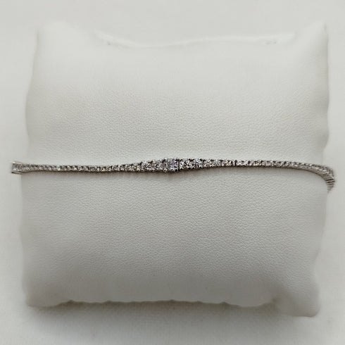 Bracciale Oro Bianco 18k Tennis con zirconi 19.5 cm 7.10 gr | Gioiellitosti.it