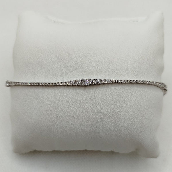 Bracciale Oro Bianco 18k Tennis con zirconi 19.5 cm 7.10 gr | Gioiellitosti.it