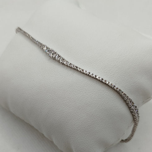 Bracciale Oro Bianco 18k Tennis con zirconi 19.5 cm 7.10 gr | Gioiellitosti.it
